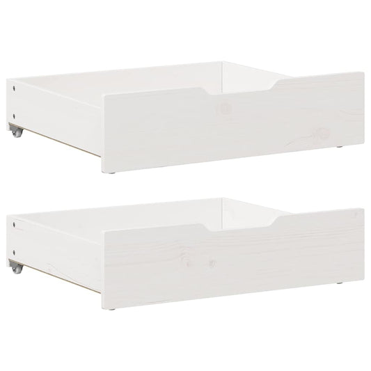 vidaXL Συρτάρια Κρεβατιού 2 τεμ Λευκό 65x55x17 εκ. Μασίφ Ξύλο Πεύκου