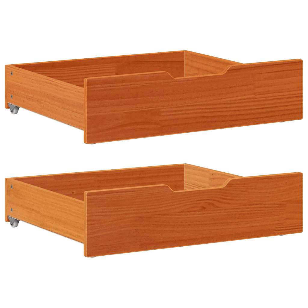 vidaXL Συρτάρια Κρεβατιού 2 τεμ 65x55x17 εκ. Καφέ Κεριού Μασίφ Πεύκο