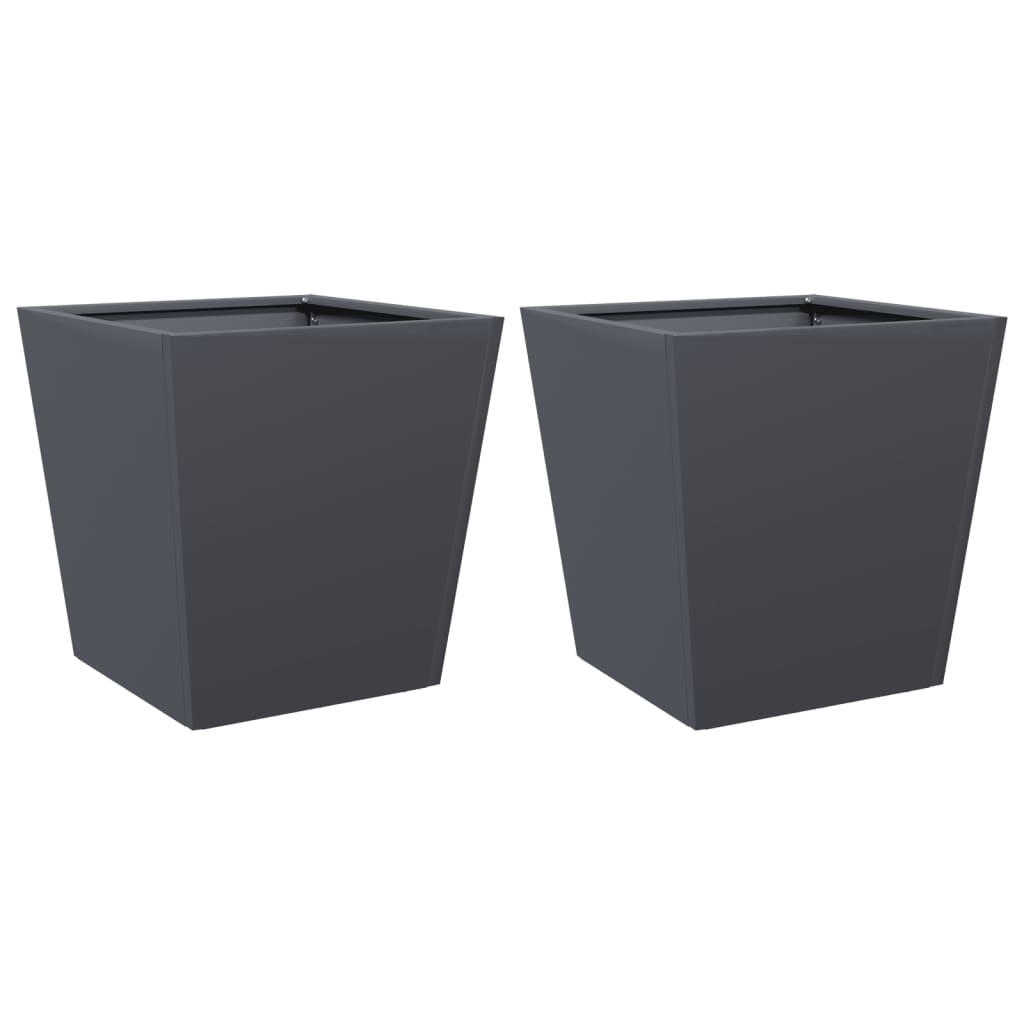 vidaXL Ζαρντινιέρες Κήπου 2 τεμ. Ανθρακί 40x40x40 εκ. από Ατσάλι