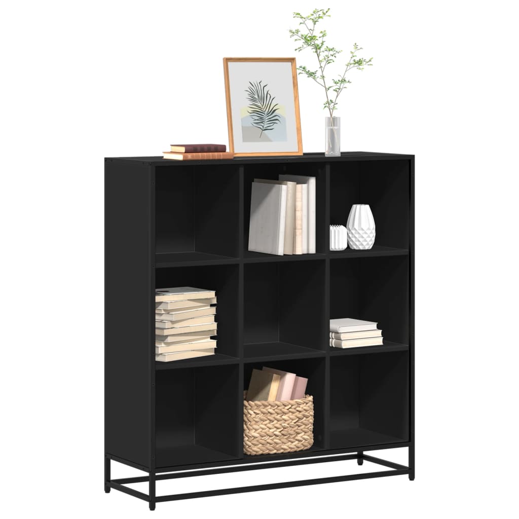 vidaXL Βιβλιοθήκη Μαύρη 97,5x33x107,5 εκ. Επεξεργασμένο Ξύλο & Μέταλλο
