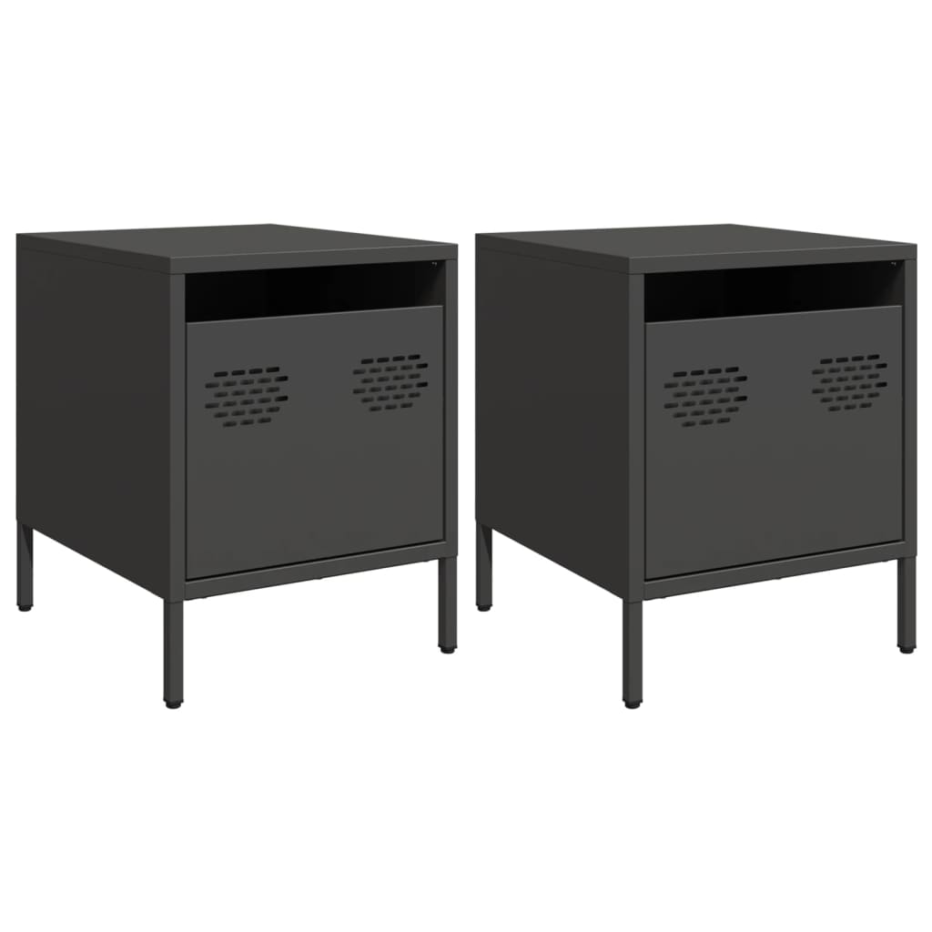 vidaXL Κομοδίνα 2 τεμ. Μαύρο 35x39x43,5 εκ. από Χάλυβα