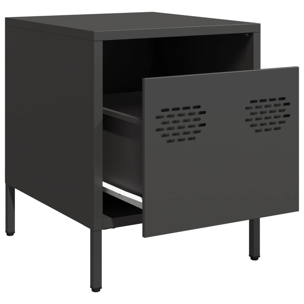 vidaXL Κομοδίνα 2 τεμ. Μαύρο 35x39x43,5 εκ. από Χάλυβα