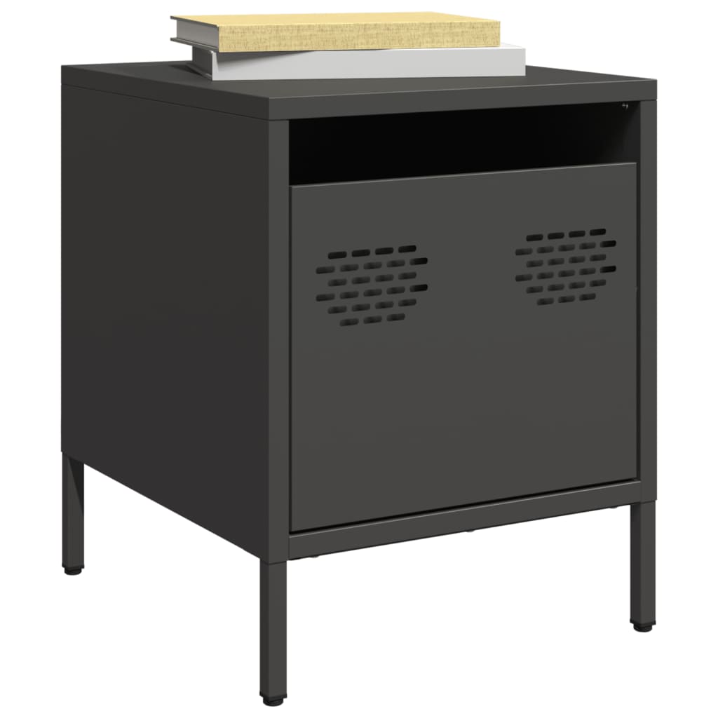 vidaXL Κομοδίνα 2 τεμ. Μαύρο 35x39x43,5 εκ. από Χάλυβα