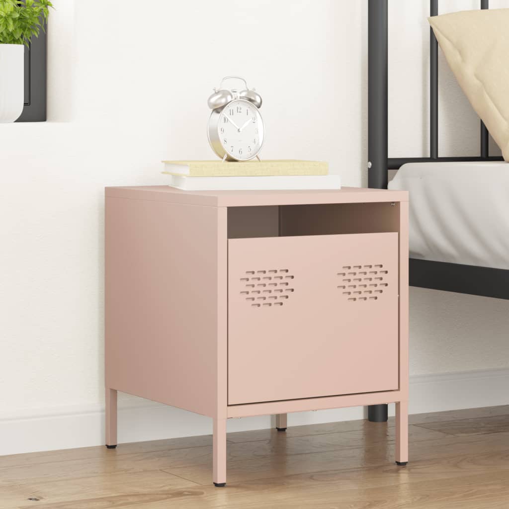 vidaXL Κομοδίνο Ροζ 35x39x43,5 εκ. από Χάλυβα
