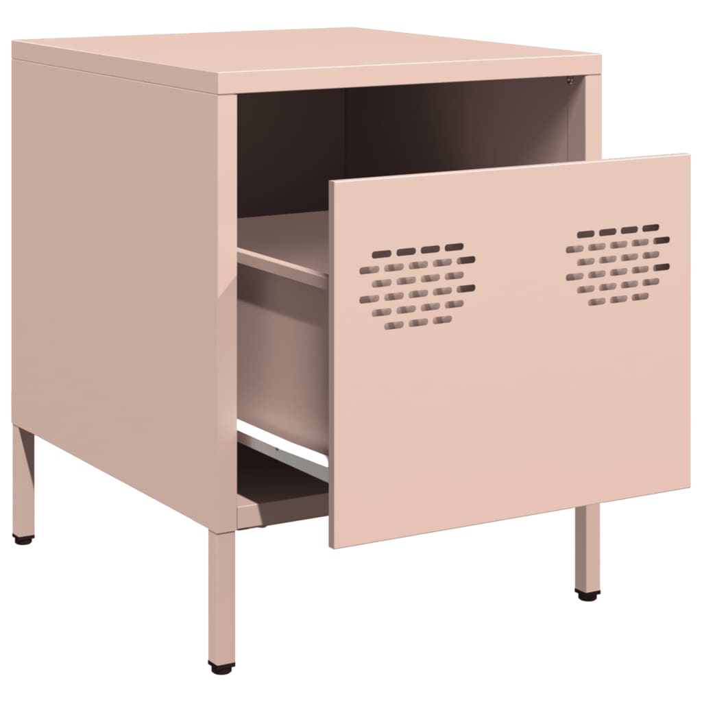 vidaXL Κομοδίνο Ροζ 35x39x43,5 εκ. από Χάλυβα