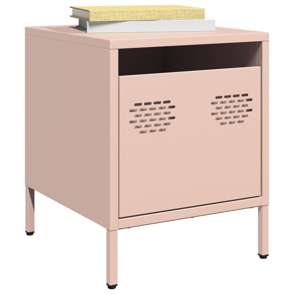 vidaXL Κομοδίνο Ροζ 35x39x43,5 εκ. από Χάλυβα