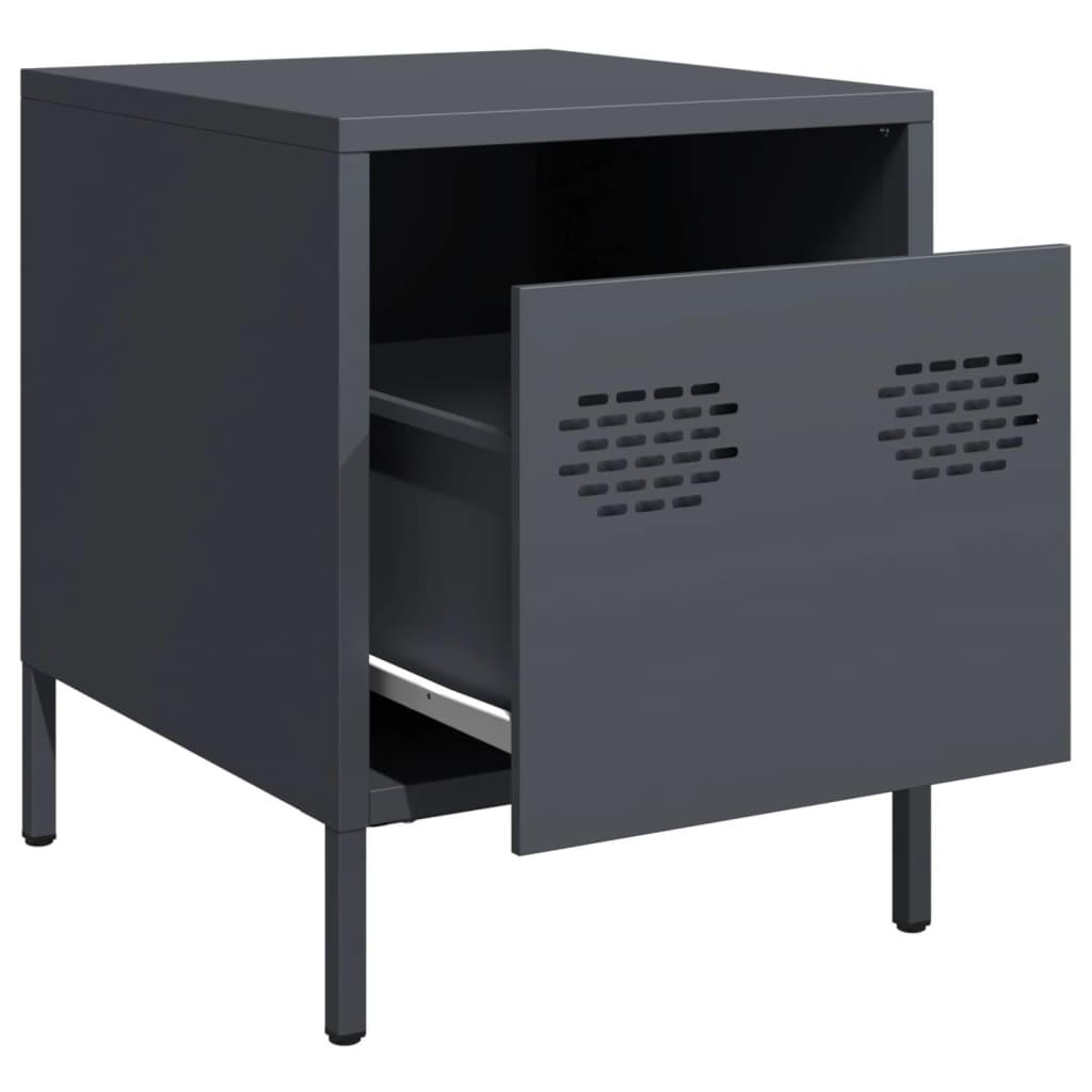vidaXL Κομοδίνα 2 τεμ. Ανθρακί 35x39x43,5 εκ. από Χάλυβα