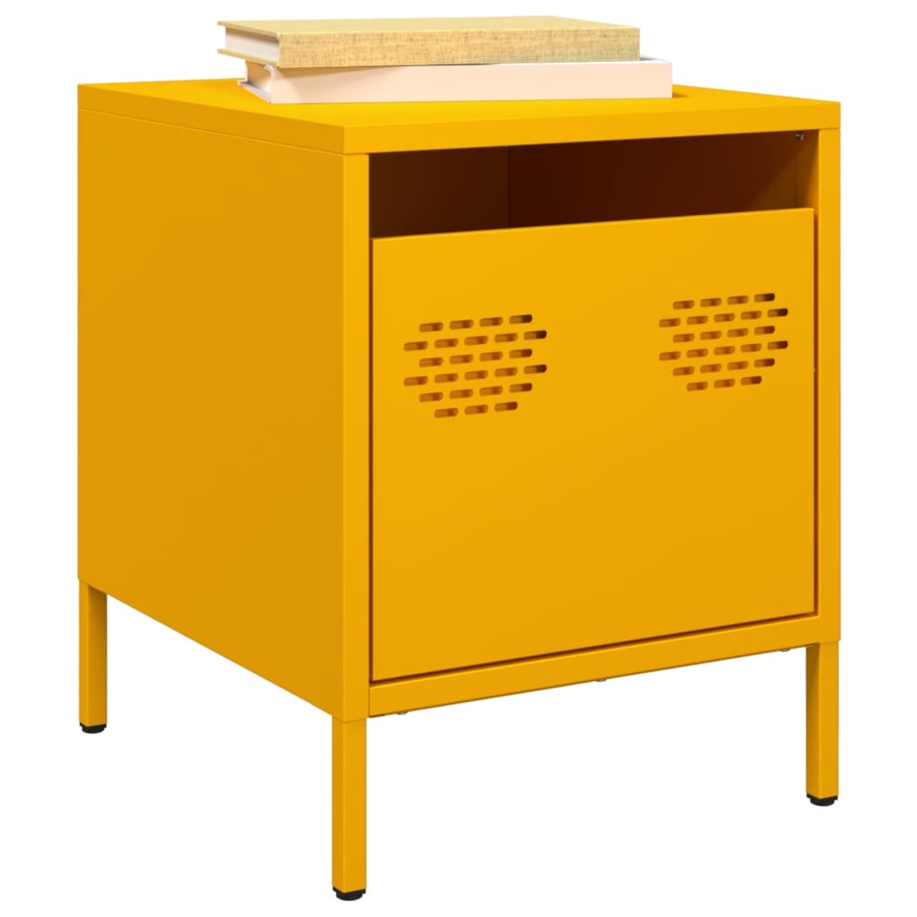 vidaXL Κομοδίνα 2 τεμ. Μουσταρδί 35x39x43,5 εκ. από Χάλυβα