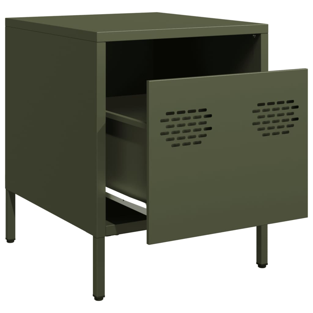 vidaXL Κομοδίνα 2 τεμ. Πράσινο Λαδί 35x39x43,5 εκ. από Χάλυβα