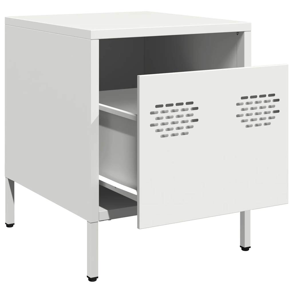 vidaXL Κομοδίνο Λευκό 35x39x43,5 εκ. από Χάλυβα
