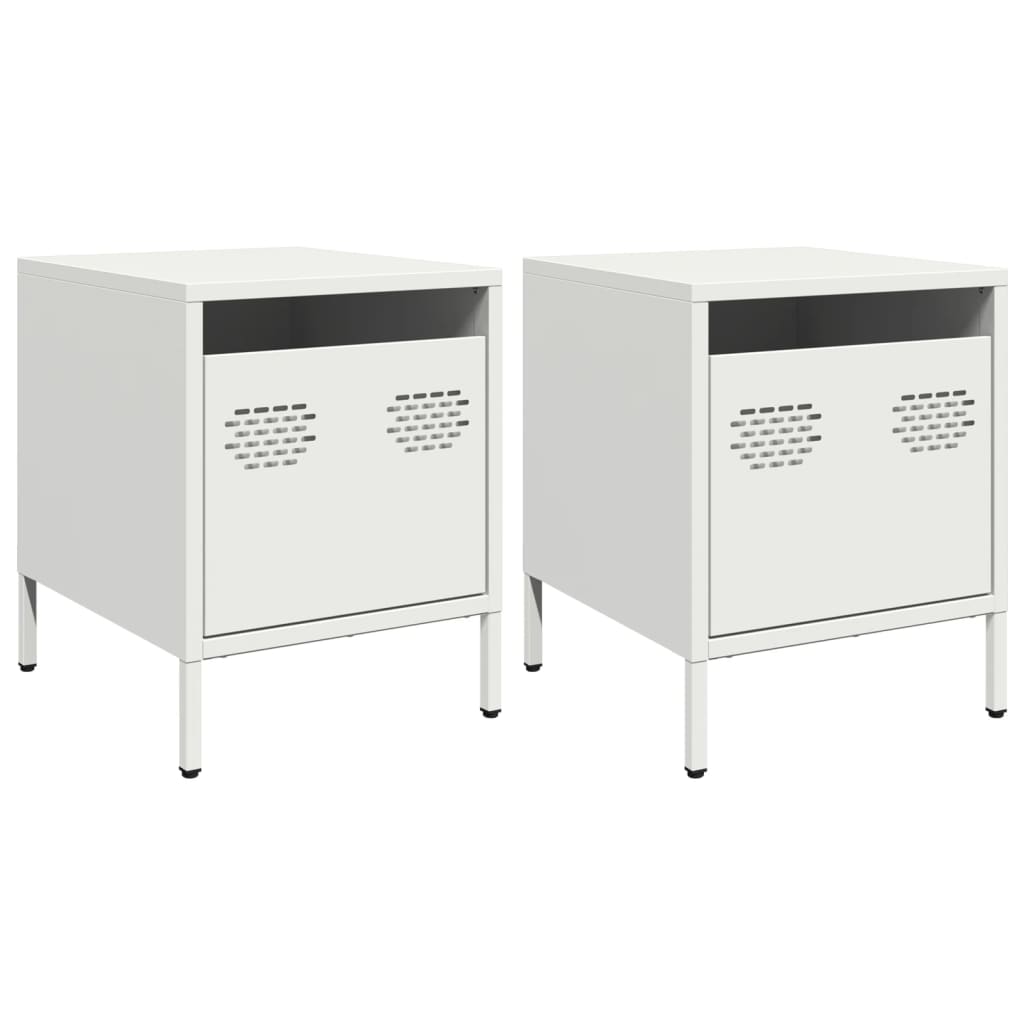 vidaXL Κομοδίνα 2 τεμάχια Λευκό 35x39x43,5 cm Ατσάλι