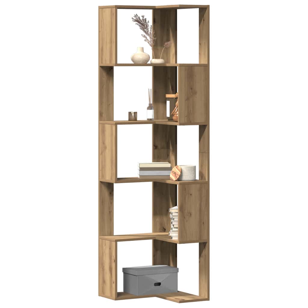vidaXL Βιβλιοθήκη Γωνιακή 5 Επ. Αρτισιανή Δρυς 50x50x179 εκ Επεξ. Ξύλο