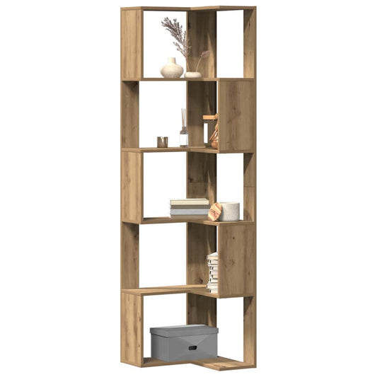 vidaXL Βιβλιοθήκη Γωνιακή 5 Επ. Αρτισιανή Δρυς 50x50x179 εκ Επεξ. Ξύλο