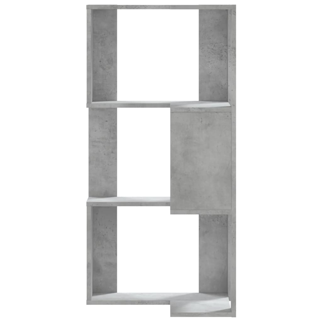 vidaXL Βιβλιοθήκη Γωνιακή 3 Επ. Γκρι Σκυροδέμ. 50x50x102εκ Επεξ. Ξύλο
