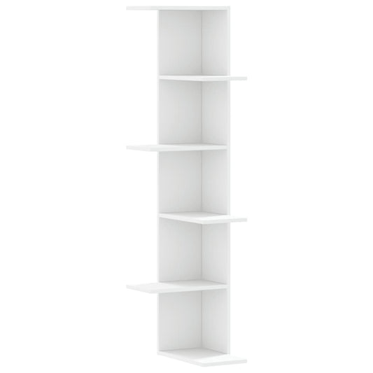 vidaXL Γωνιακή Ραφιέρα Τοίχου Λευκή 36,5x36,5x140 εκ. Επεξ. Ξύλο