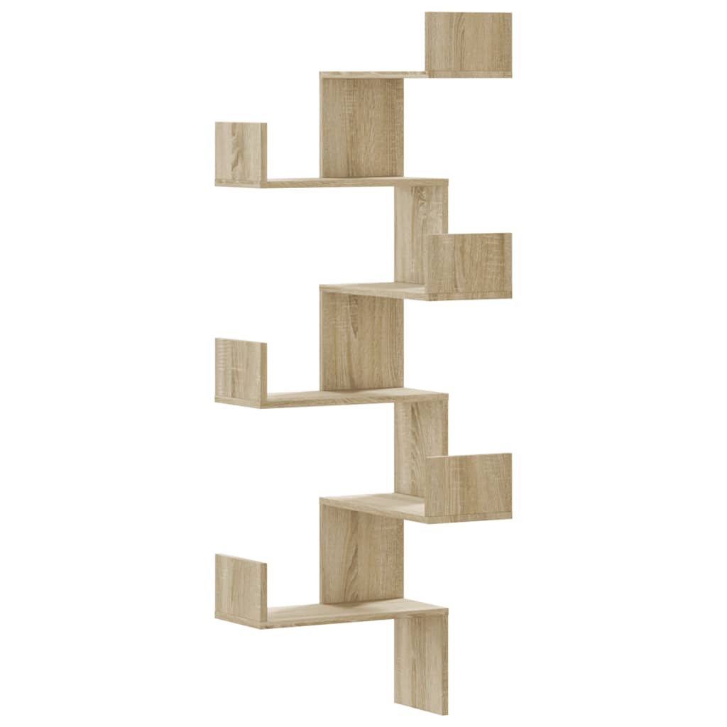 vidaXL Γωνιακή Ραφιέρα Τοίχου Sonoma Δρυς 45x45x147 εκ. Επεξ. Ξύλο