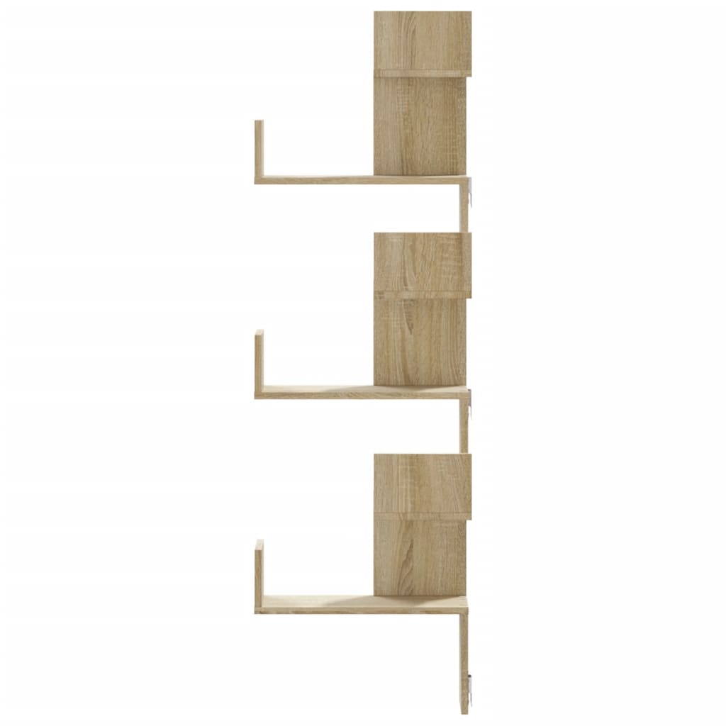 vidaXL Γωνιακή Ραφιέρα Τοίχου Sonoma Δρυς 45x45x147 εκ. Επεξ. Ξύλο