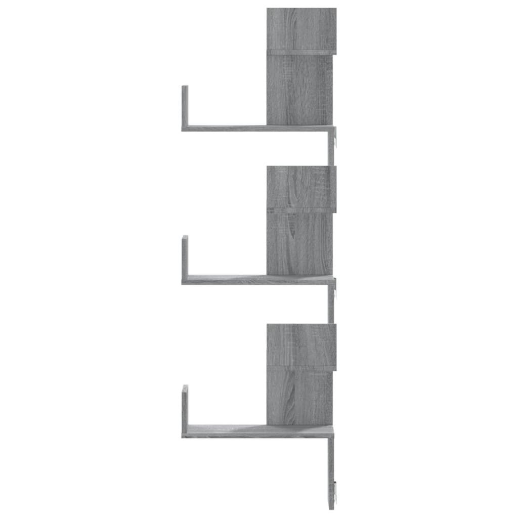 vidaXL Γωνιακή Ραφιέρα Τοίχου Γκρι Sonoma 45x45x147 εκ Επεξ. Ξύλο