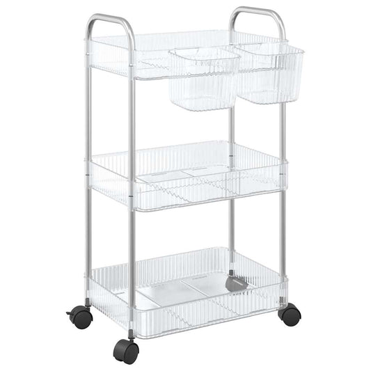 vidaXL Καρότσι αποθήκευσης 3 Επίπεδα Διαφανές 37x28x68 εκ. Ακρυλικό