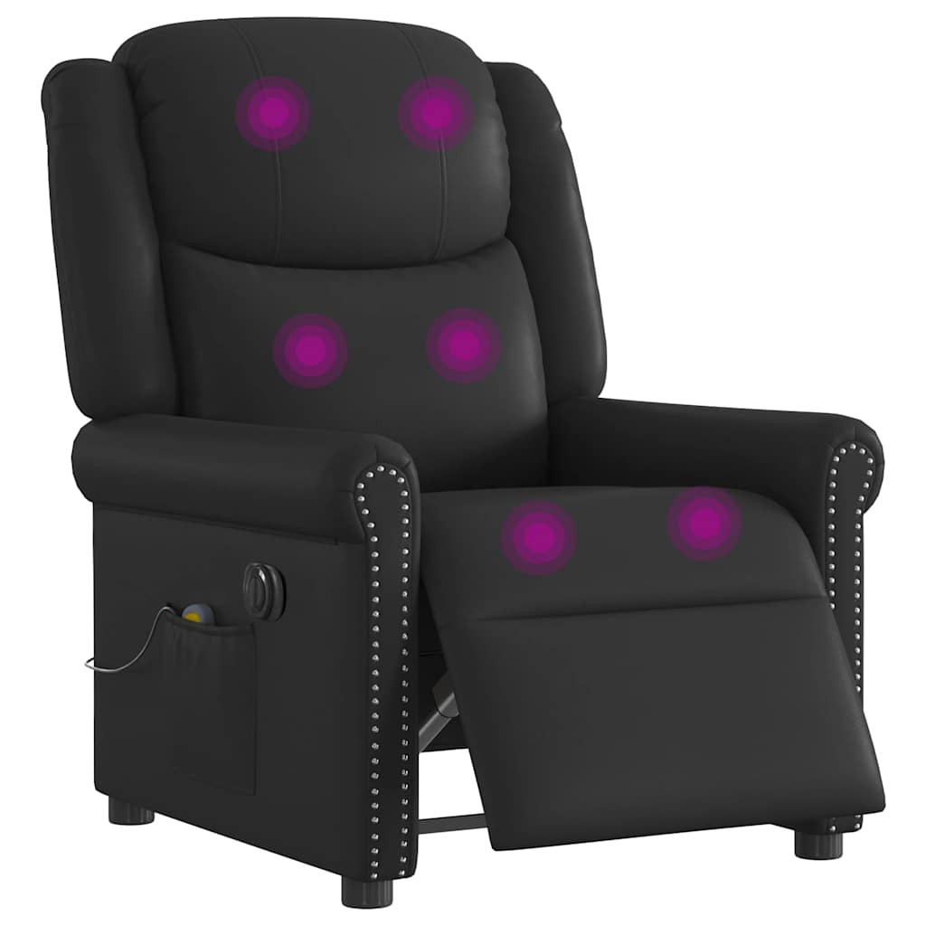 vidaXL Ηλεκτρική καρέκλα ανάκλισης μασάζ Shiny Black Faux Leather