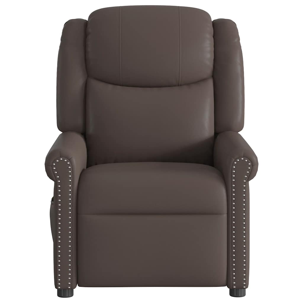vidaXL Ηλεκτρική καρέκλα ανάκλισης μασάζ Shiny Brown Faux Leather