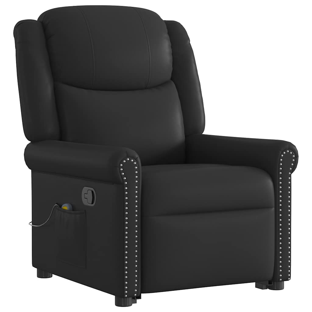vidaXL Μόνιμη πολυθρόνα μασάζ Shiny Black Faux Leather