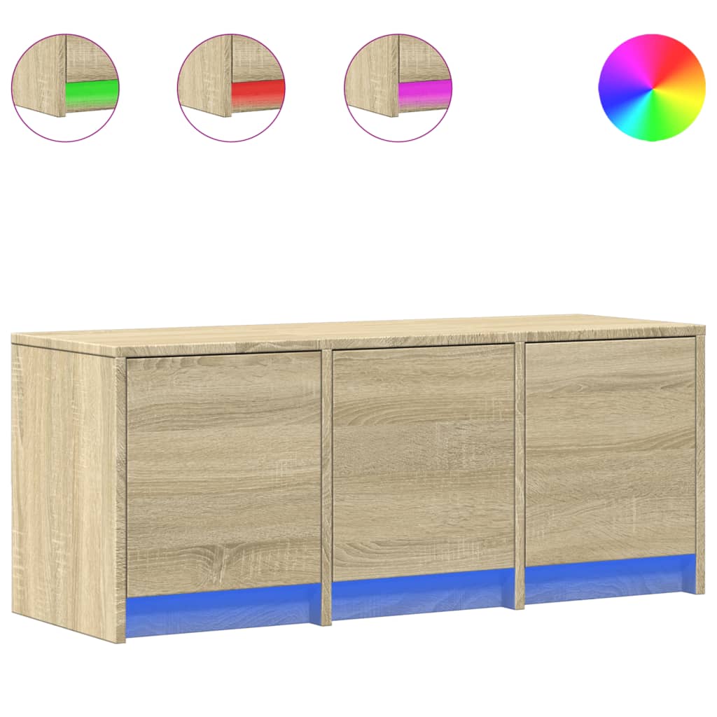 vidaXL Έπιπλο Τηλεόρασης με LED Sonoma Δρυς 97x34x40 εκ. Επεξ. Ξύλο