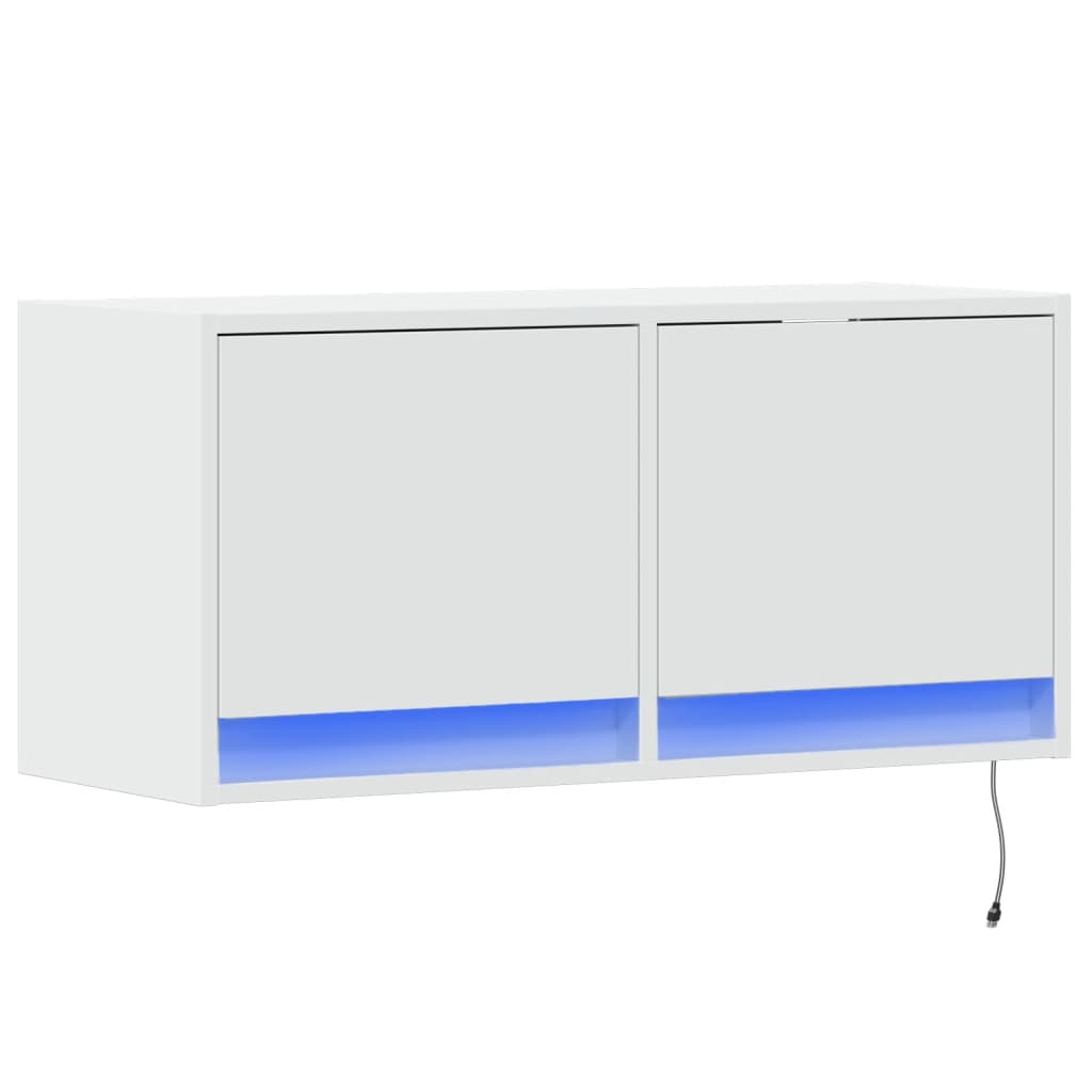 vidaXL Έπιπλο Τοίχου Τηλεόρασης με LED Λευκό 80x31x38 εκ.