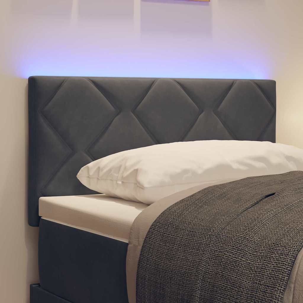 vidaXL LED κεφαλάρι Σκούρο Γκρι 80 cm Βελούδο