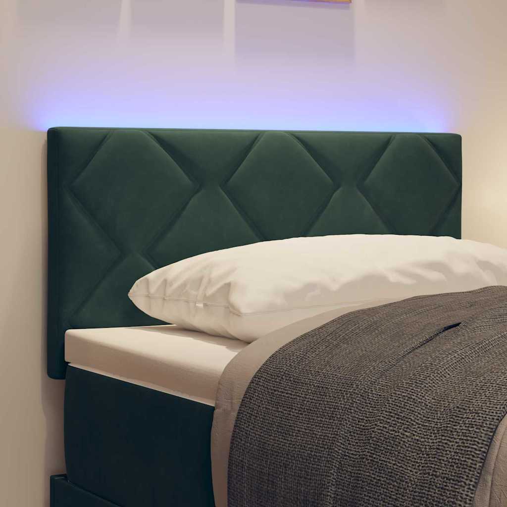vidaXL LED κεφαλάρι Σκούρο Πράσινο 80 cm Βελούδο