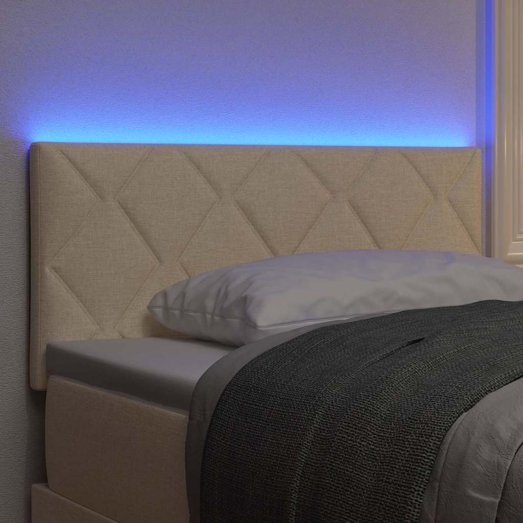 vidaXL LED κεφαλάρι Κρεμ ύφασμα