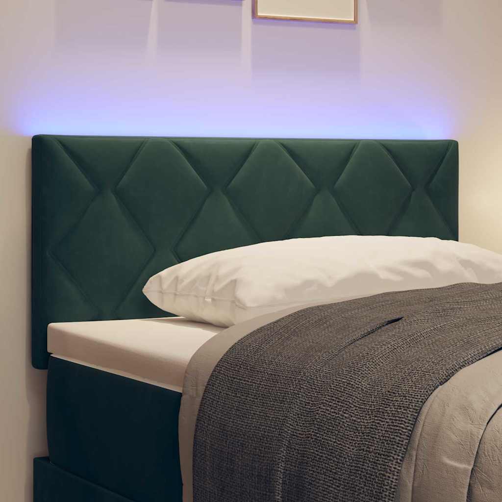 vidaXL LED κεφαλάρι Σκούρο Πράσινο 90 cm Βελούδο