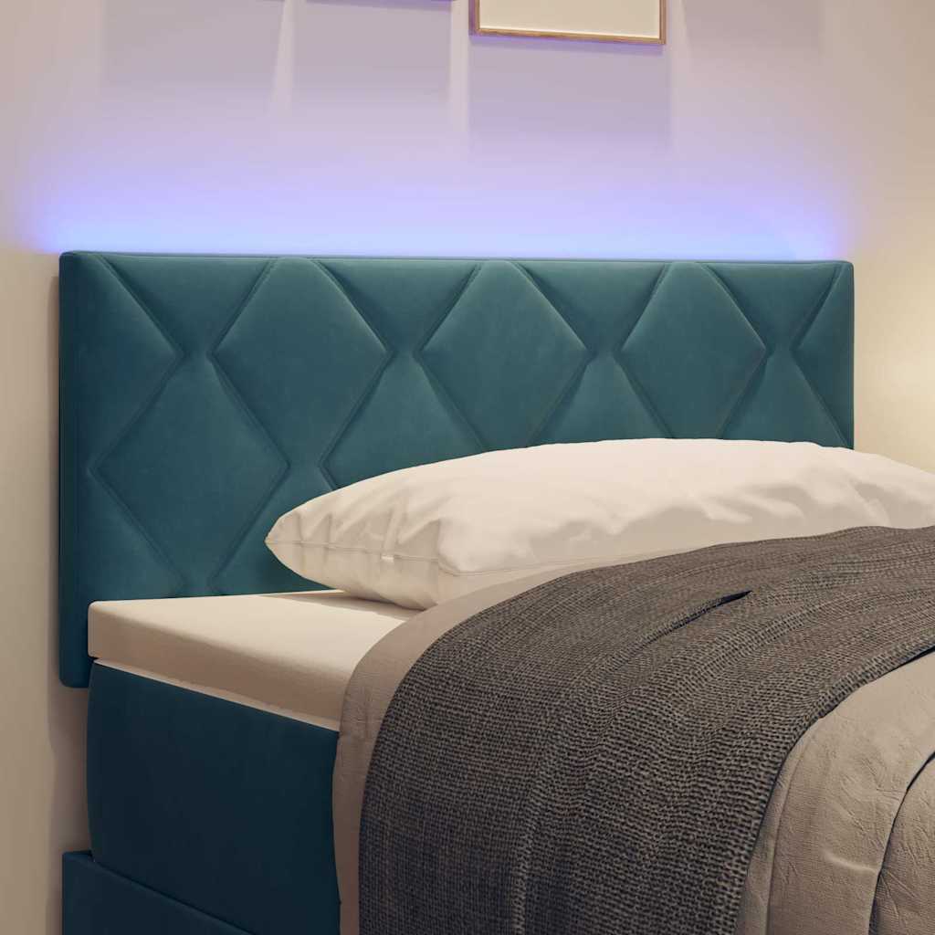 vidaXL LED κεφαλάρι Σκούρο Μπλε 90 cm Βελούδο