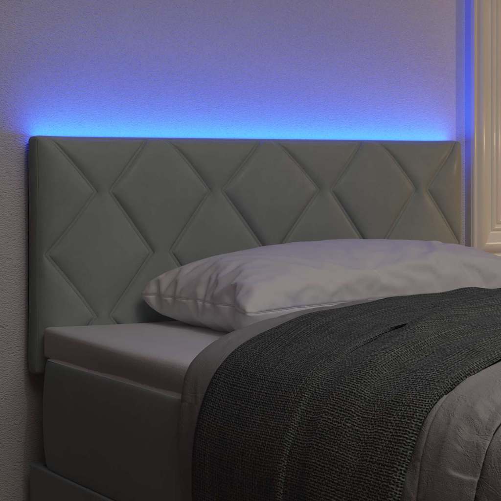 vidaXL LED κεφαλάρι Ανοιχτό γκρι 100 cm Βελούδο