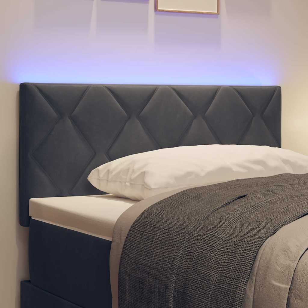 vidaXL LED κεφαλάρι Σκούρο Γκρι 100 cm Βελούδο