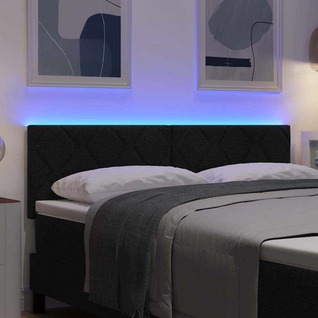 vidaXL LED κεφαλάρι Μαύρο 144 cm ύφασμα