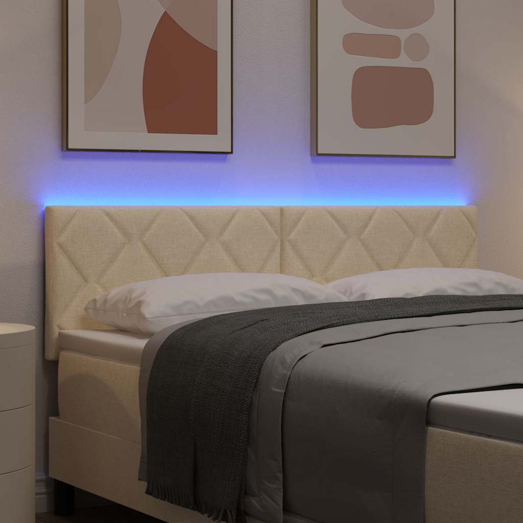 vidaXL LED κεφαλάρι Κρεμ 144 cm ύφασμα