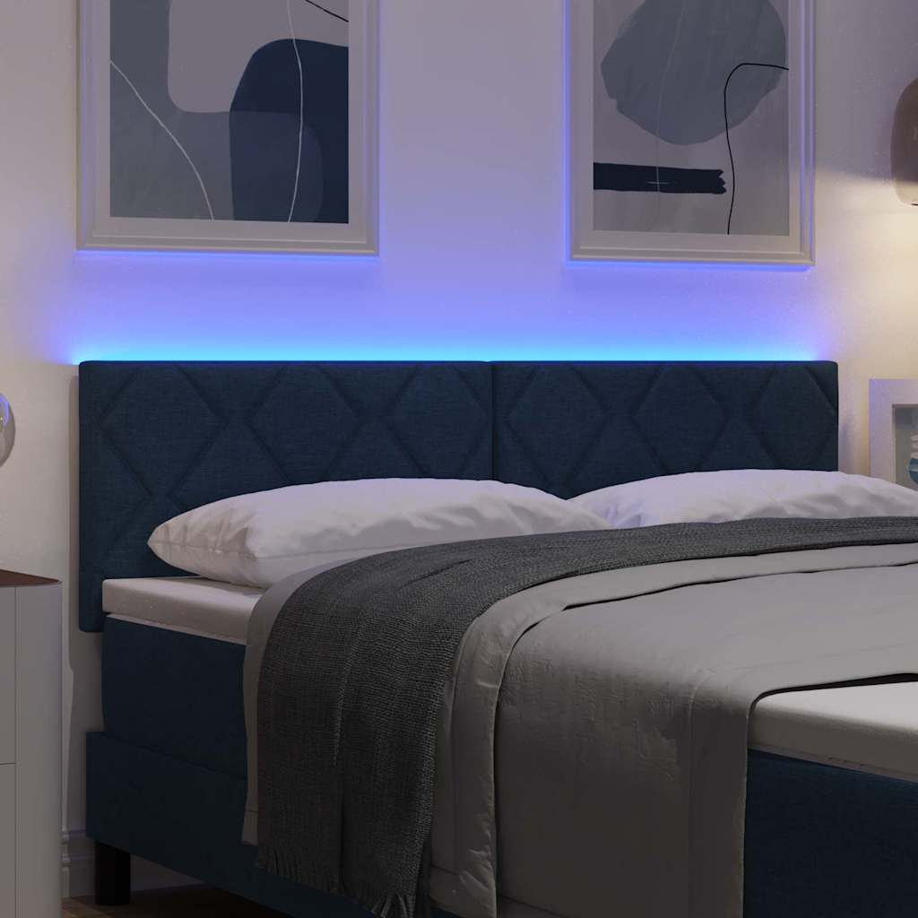 vidaXL LED κεφαλάρι Μπλε 144 cm ύφασμα