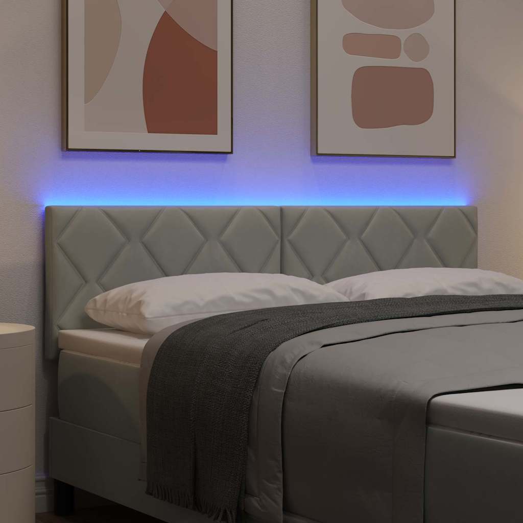 vidaXL LED κεφαλάρι Ανοιχτό γκρι 144 cm Βελούδο