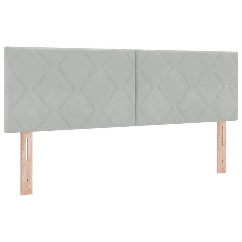 vidaXL LED κεφαλάρι Ανοιχτό γκρι 144 cm Βελούδο