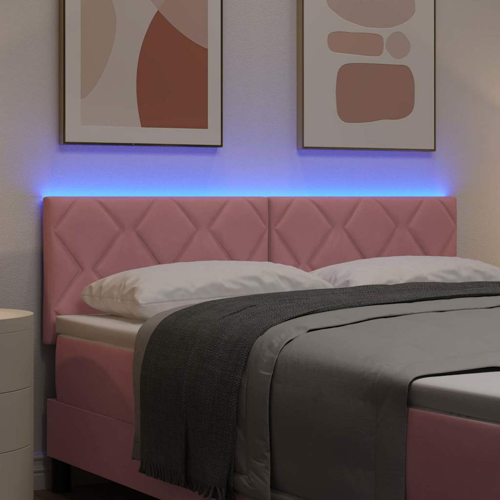 vidaXL LED κεφαλάρι Ροζ 144 cm Βελούδο