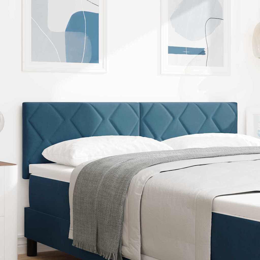 vidaXL LED κεφαλάρι Σκούρο Μπλε 160 cm Βελούδο