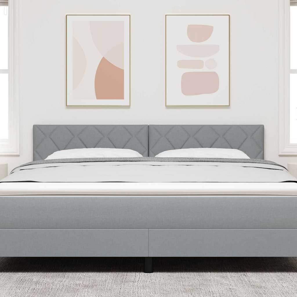 vidaXL LED κεφαλάρι Ανοιχτό γκρι 180 cm ύφασμα