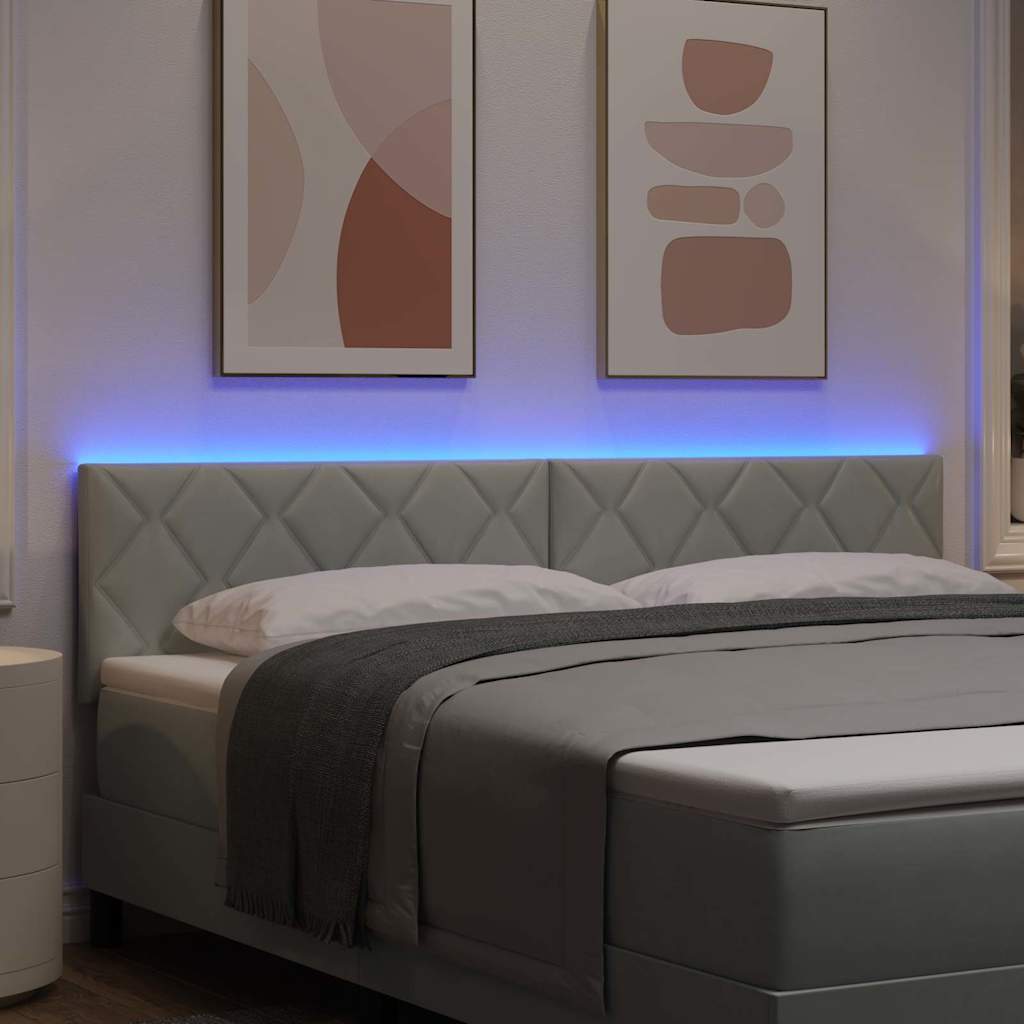 vidaXL LED κεφαλάρι Ανοιχτό γκρι 180 cm Βελούδο