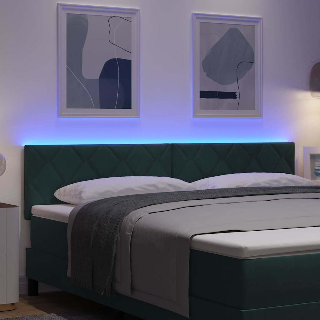 vidaXL LED κεφαλάρι Σκούρο Πράσινο 180 cm Βελούδο