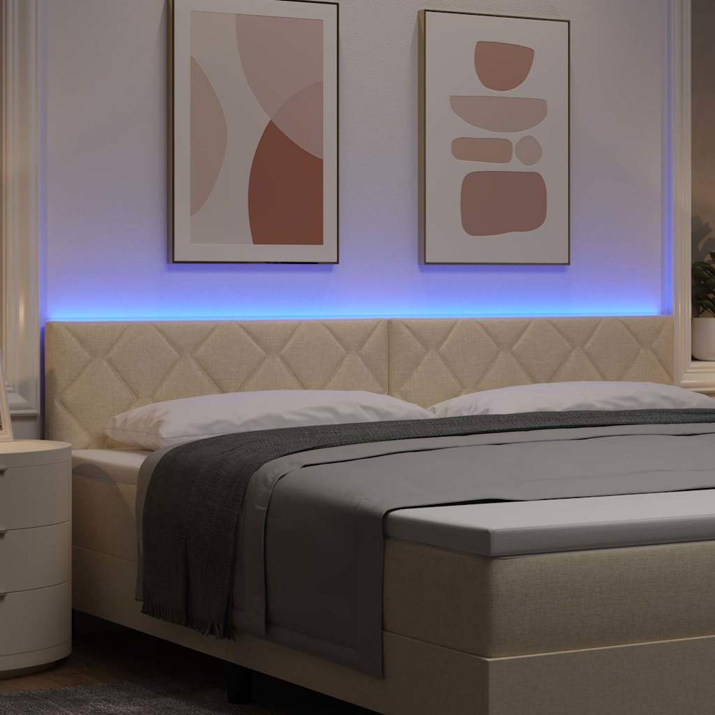 vidaXL LED κεφαλάρι Κρεμ ύφασμα