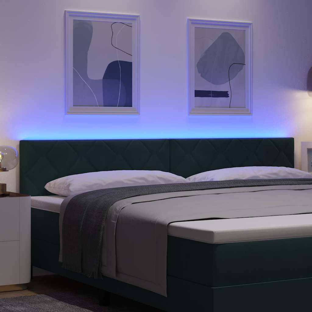 vidaXL LED κεφαλάρι Σκούρο Πράσινο 200 cm Βελούδο