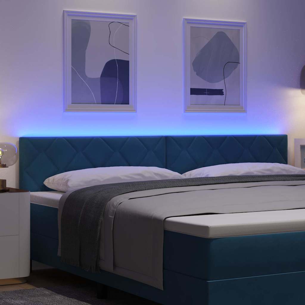vidaXL LED κεφαλάρι Σκούρο Μπλε 200 cm Βελούδο