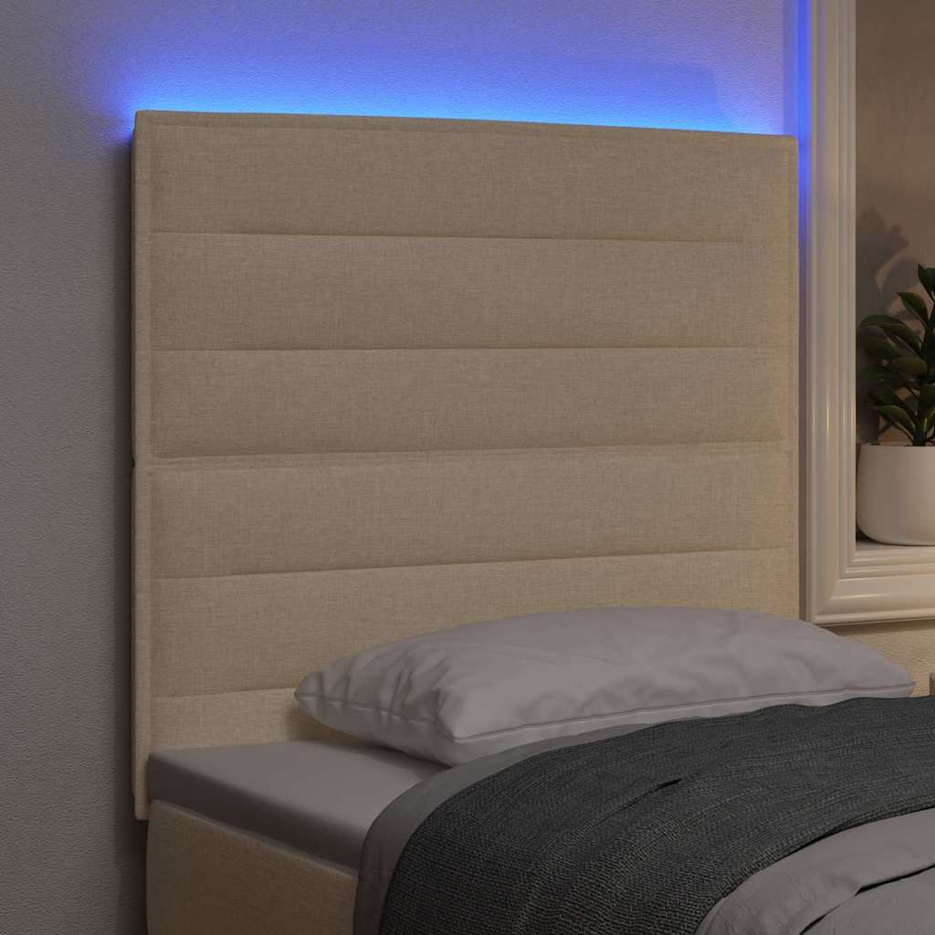 vidaXL LED κεφαλάρι με LED ταινίες φωτός Κρεμ 100 cm ύφασμα
