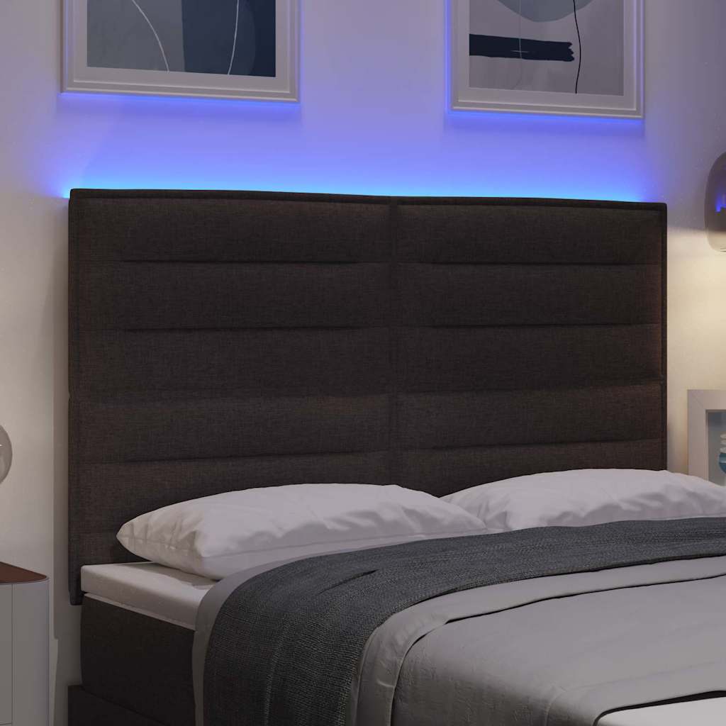 vidaXL LED κεφαλάρι Σκούρο Καφέ ύφασμα
